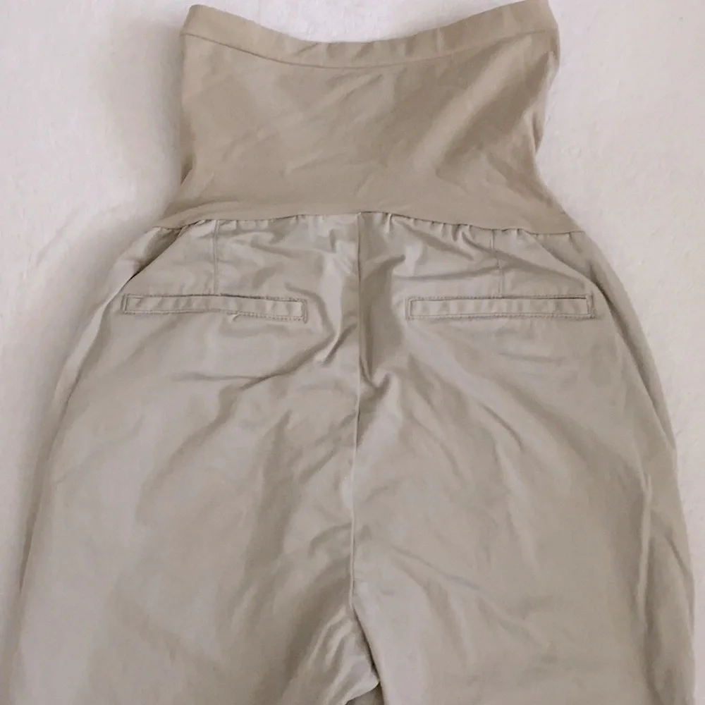 Oh Baby by Motherhood | Maternity Stretch Cotton Full Panel Capri Pants Khaki S - Picture 10 of 16